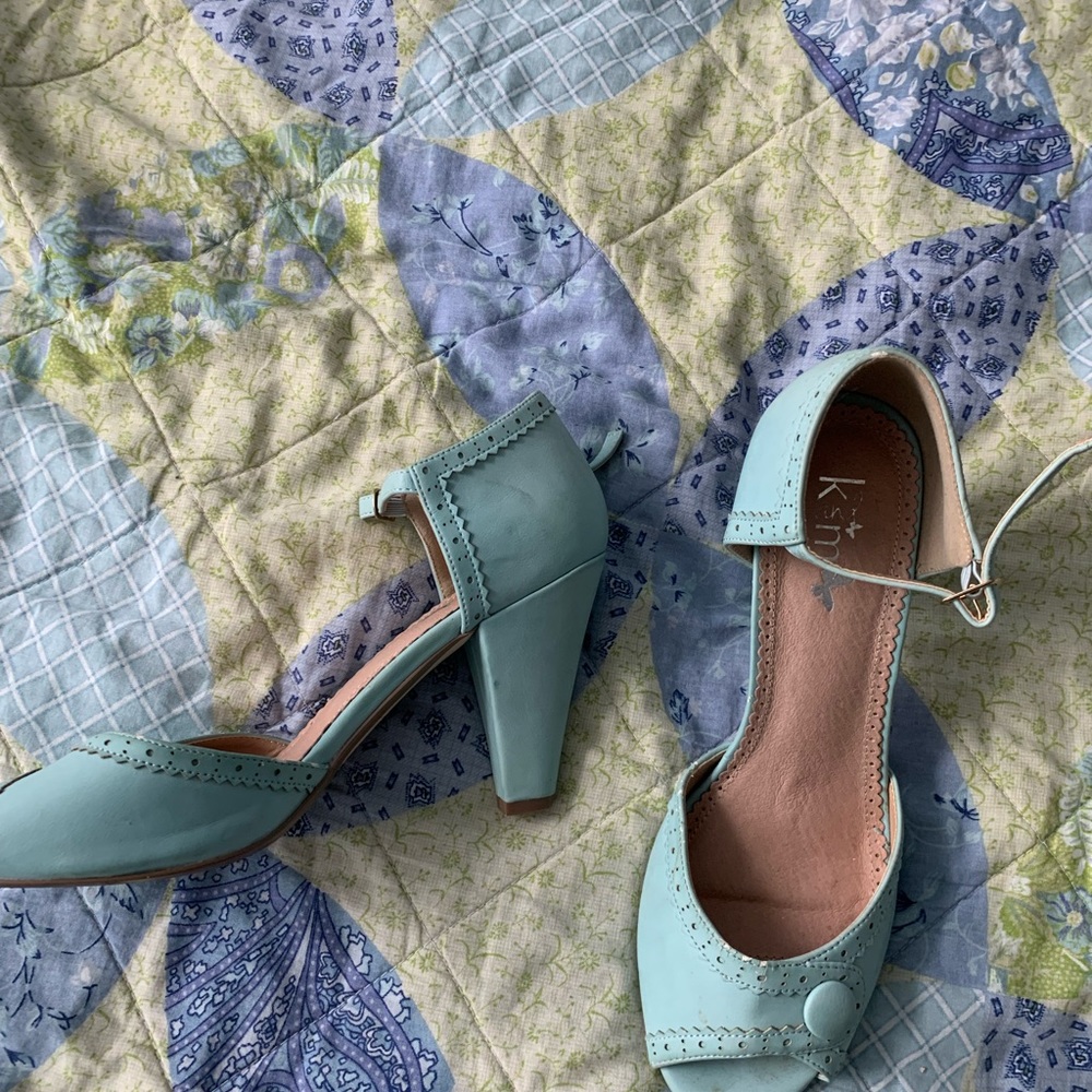 Blue Open Toed Heels - Picture 2 of 3